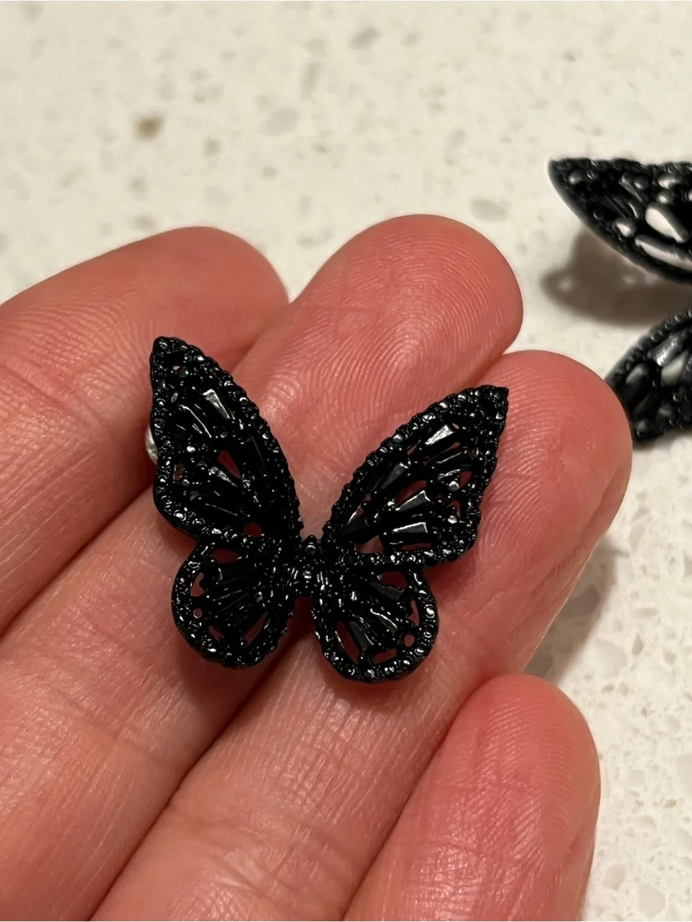 Butterfly Black Stud Earrings